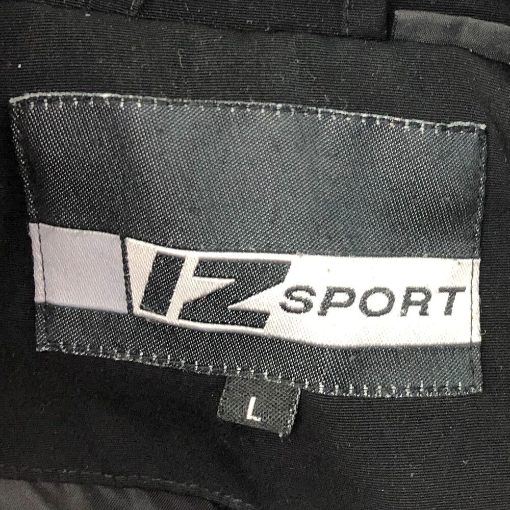 IZ Sport Windbreaker Raincoat Woman's Size L  Black Fully Lined Removable Hood - Picture 5 of 7